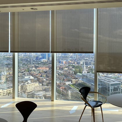 View of blue-chip company with solar shading specialist blinds in the facility by Labetts